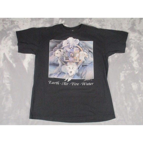 Anvil Other - Vtg 90s Earth Air Fire Water Native American Dream Catcher T-Shirt Size Large